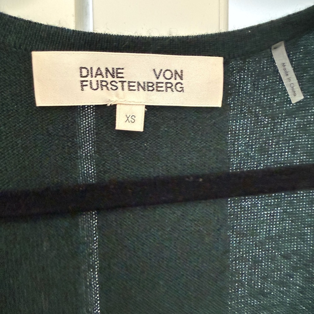 Diane Von Furstenberg Hunter Green Long-Sleeve Wrap Maxi Dress - Picture 2 of 6